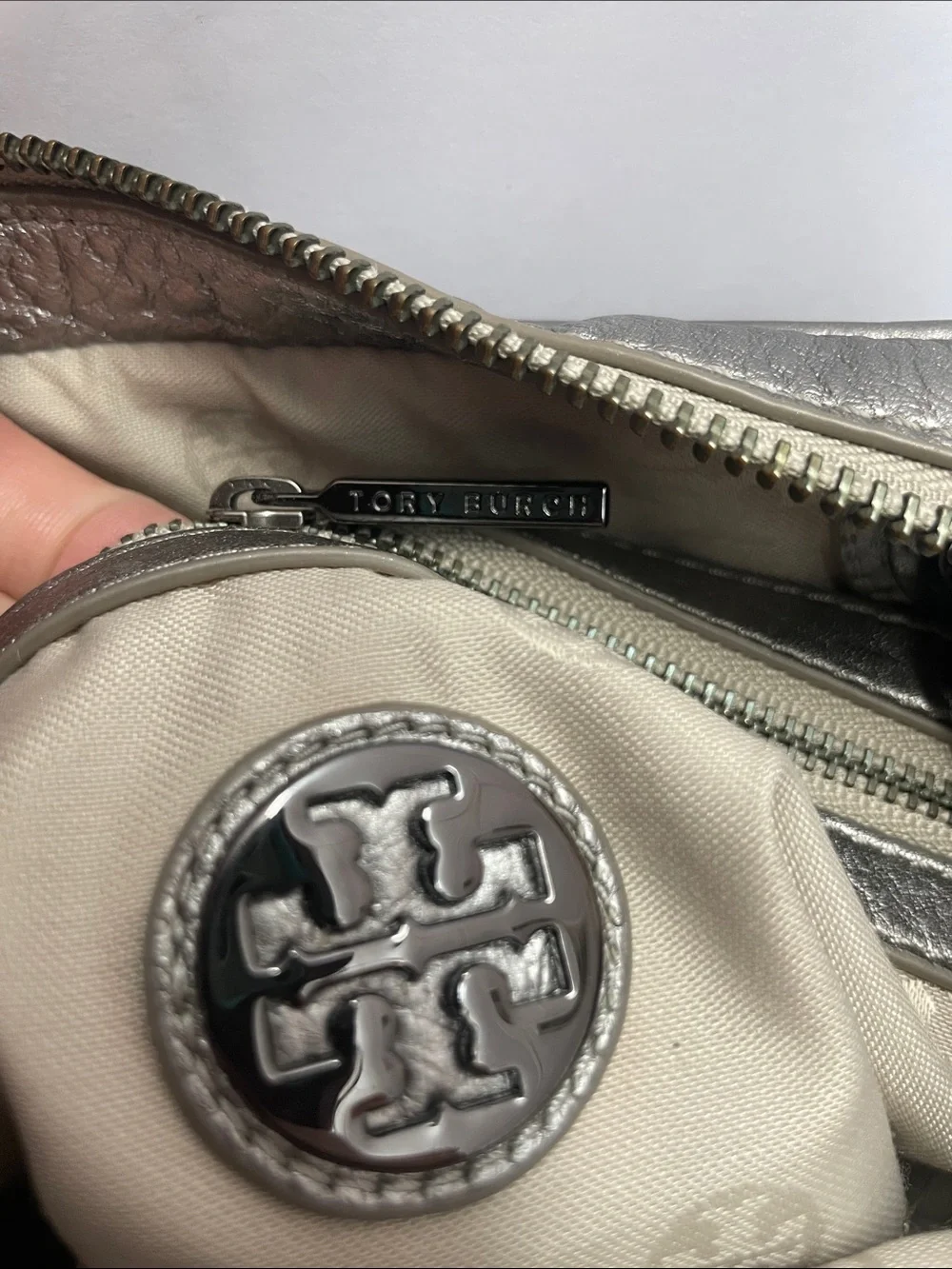 Tory Burch ‘Thea’ Metallic Leather Crossbody